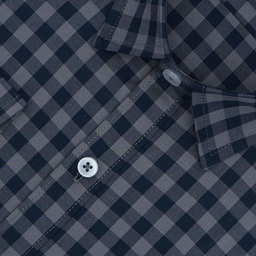 Men's 100% Cotton Gingham Checkered Full Sleeves Shirt (Steel Grey)