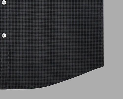 Men's 100% Cotton Gingham Checkered Half Sleeves Shirt (Grey)