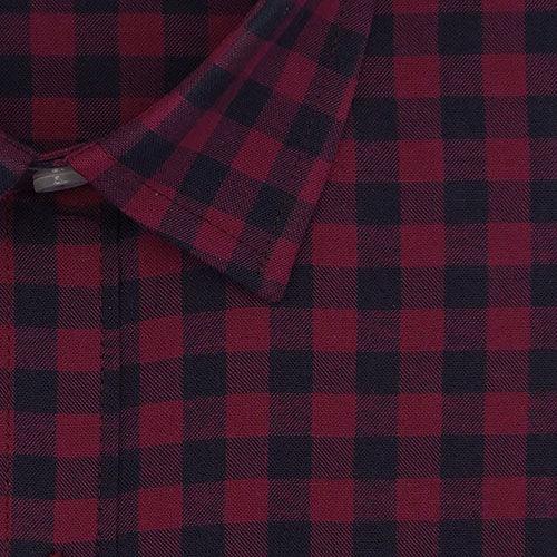Men's 100% Cotton Gingham Checkered Half Sleeves Shirt (Red)