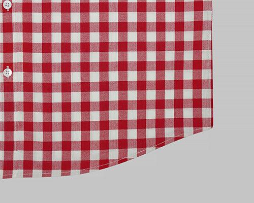 Men's 100% Cotton Gingham Checkered Half Sleeves Shirt (Red)