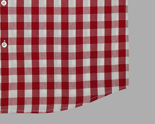 Men's 100% Cotton Gingham Checks Half Sleeves Shirt (Red)