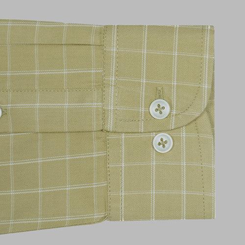 Men's 100% Cotton Graph Checkered Full Sleeves Shirt (Khaki)
