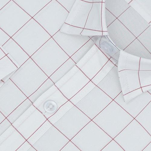 Men's 100% Cotton Graph Checkered Full Sleeves Shirt (White)