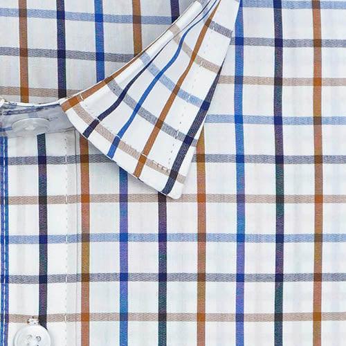 Men's 100% Cotton Graph Checkered Half Sleeves Shirt (Blue)