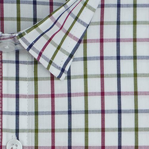 Men's 100% Cotton Graph Checkered Half Sleeves Shirt (Olive)