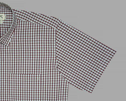 Men's 100% Cotton Grid Tattersall Checkered Half Sleeves Shirt (Cola)