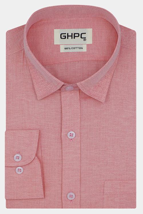 Men's 100% Cotton Herringbone Full Sleeves Shirt (Peach)
