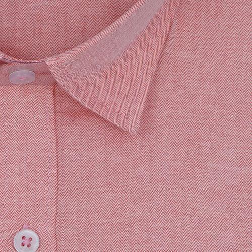 Men's 100% Cotton Herringbone Full Sleeves Shirt (Peach)