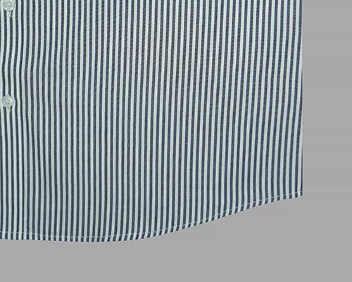 Men's 100% Cotton Hickory Striped Half Sleeves Shirt (Navy)