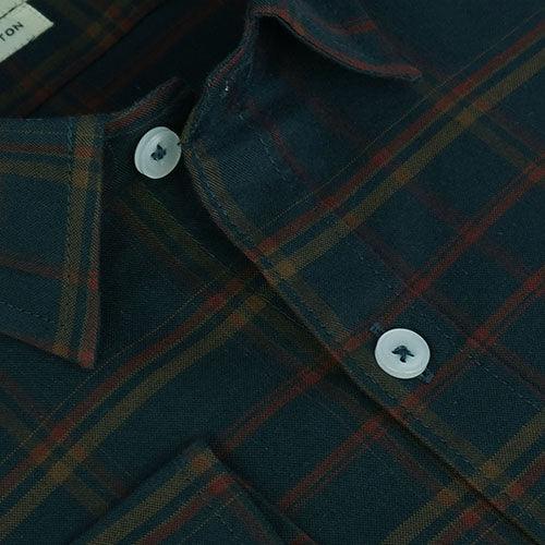 Men's 100% Cotton Plaid Checkered Full Sleeves Shirt (Bottle Green)
