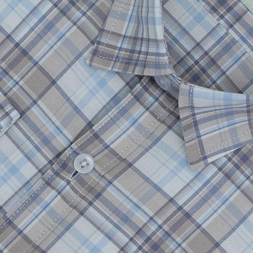 Men's 100% Cotton Plaid Checkered Full Sleeves Shirt (Brown)