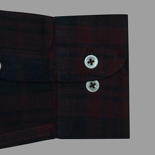 Men's 100% Cotton Plaid Checkered Full Sleeves Shirt (Burgundy)