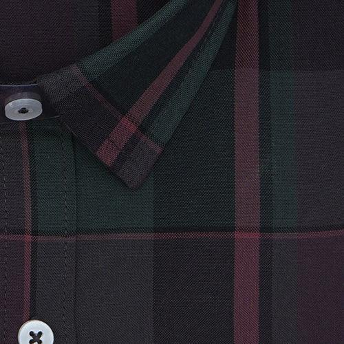 Men's 100% Cotton Plaid Checkered Full Sleeves Shirt (Cola)