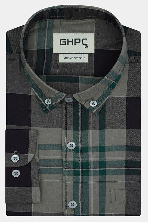 Men's 100% Cotton Plaid Checkered Full Sleeves Shirt (Multicolor)
