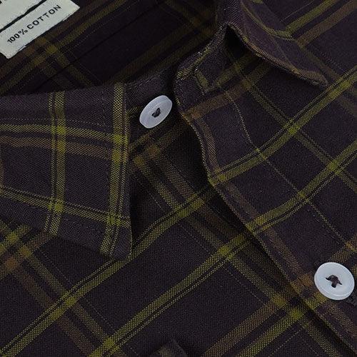 Men's 100% Cotton Plaid Checkered Full Sleeves Shirt (Wine)