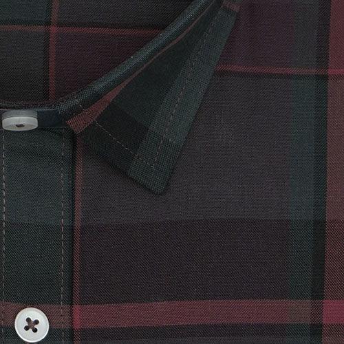 Men's 100% Cotton Plaid Checkered Half Sleeves Shirt (Cola)