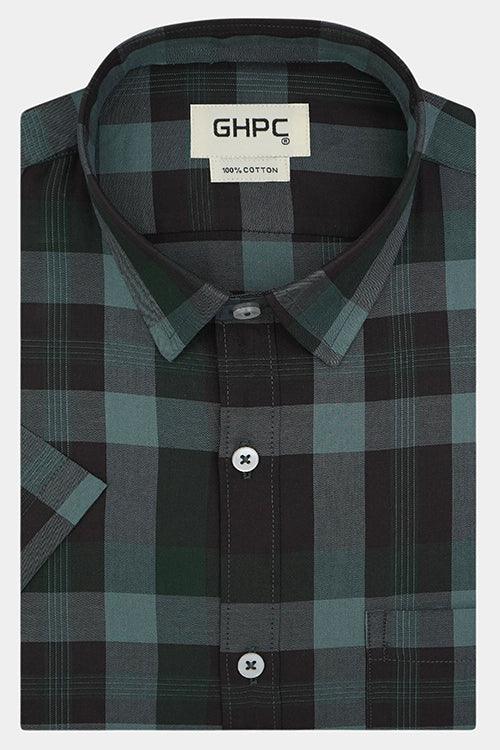 Men's 100% Cotton Plaid Checkered Half Sleeves Shirt (Multicolor)