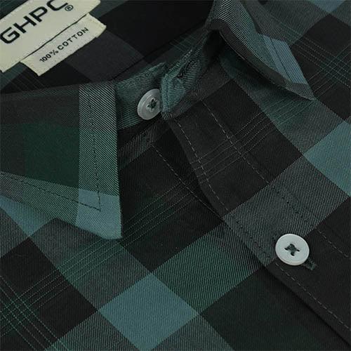 Men's 100% Cotton Plaid Checkered Half Sleeves Shirt (Multicolor)