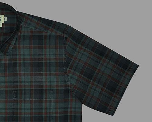 Men's 100% Cotton Plaid Checkered Half Sleeves Shirt (Multicolor)
