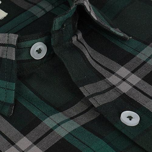 Men's 100% Cotton Plaid Checks Half Sleeves Shirt (Forest Green)