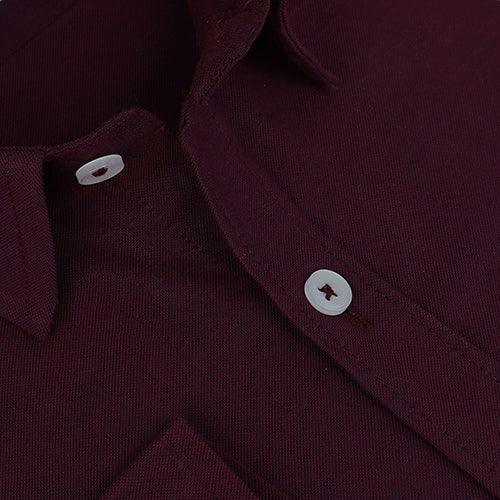 Men's 100% Cotton Plain Solid Full Sleeves Shirt (Maroon)