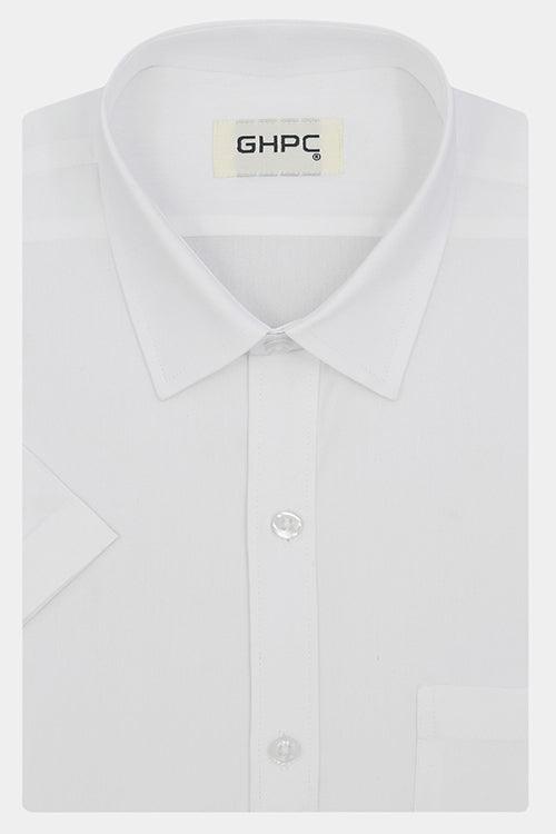 Men's 100% Cotton Plain Solid Half Sleeves Shirt (White)