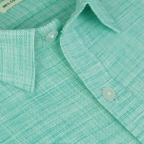 Men's 100% Cotton Self Design Half Sleeves Shirt (Green)