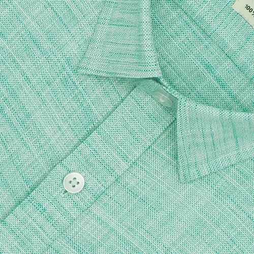 Men's 100% Cotton Self Design Half Sleeves Shirt (Green)