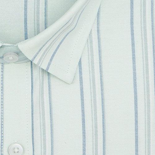 Men's 100% Cotton Shadow Striped Half Sleeves Shirt (Light Aqua)