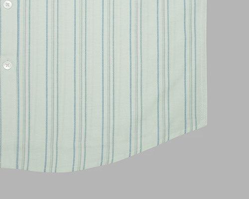 Men's 100% Cotton Shadow Striped Half Sleeves Shirt (Light Aqua)
