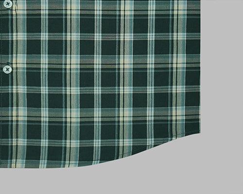 Men's 100% Cotton Tartan Checkered Full Sleeves Shirt (Forest Green)
