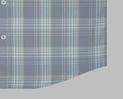 Men's 100% Cotton Tartan Checkered Full Sleeves Shirt (Misty Blue)