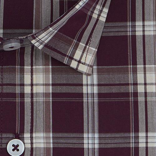 Men's 100% Cotton Tartan Checkered Full Sleeves Shirt (Rust)
