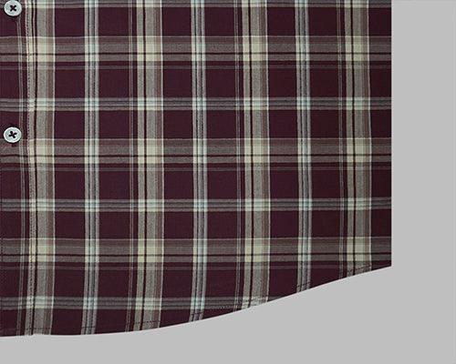 Men's 100% Cotton Tartan Checkered Full Sleeves Shirt (Rust)
