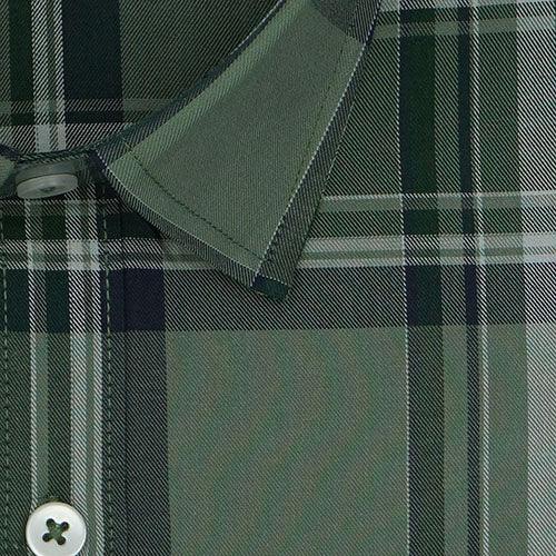 Men's 100% Cotton Tartan Checkered Half Sleeves Shirt (Green)