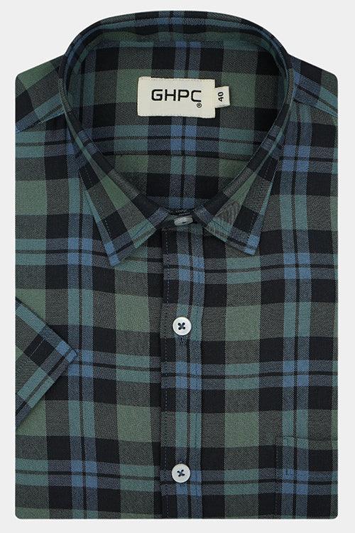 Men's 100% Cotton Tartan Checkered Half Sleeves Shirt (Multicolor)