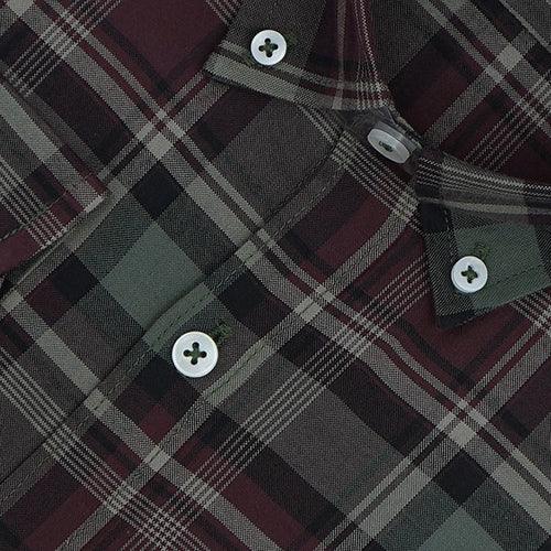 Men's 100% Cotton Tartan Plaid Checkered Full Sleeves Shirt (Maroon)