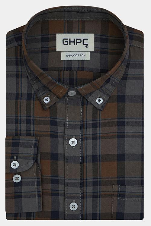Men's 100% Cotton Tartan Plaid Checkered Full Sleeves Shirt (Multicolor)