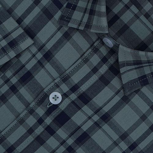 Men's 100% Cotton Tartan Plaid Checkered Full Sleeves Shirt (Navy)