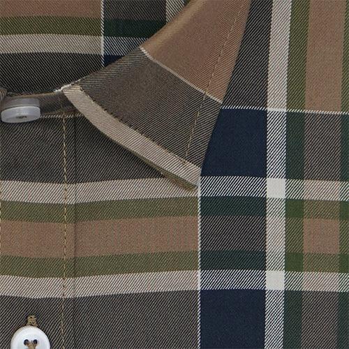 Men's 100% Cotton Tartan Plaid Checkered Half Sleeves Shirt (Blue)