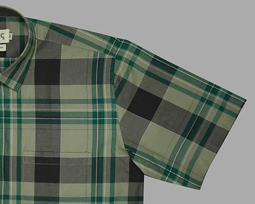 Men's 100% Cotton Tartan Plaid Checkered Half Sleeves Shirt (Green)