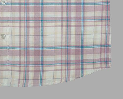 Men's 100% Cotton Tartan Plaid Checkered Half Sleeves Shirt (Mauve)