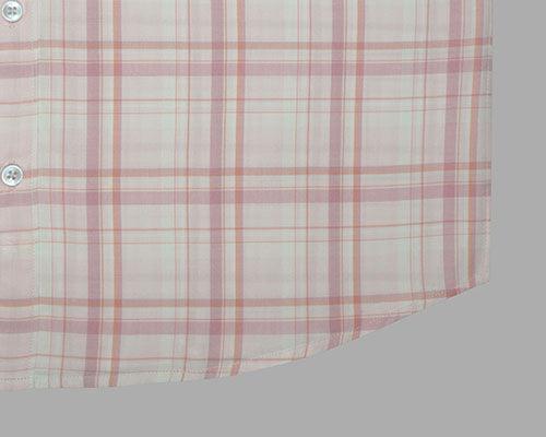 Men's 100% Cotton Tartan Plaid Checkered Half Sleeves Shirt (Peach)