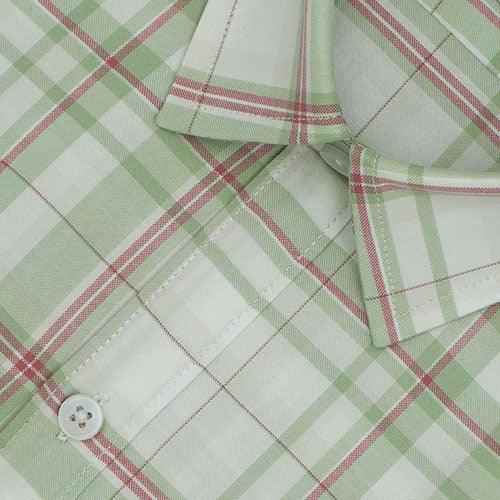 Men's 100% Cotton Tartan Plaid Checkered Half Sleeves Shirt (Pista Green)
