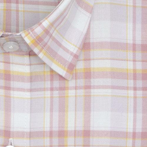 Men's 100% Cotton Tartan Plaid Checkered Half Sleeves Shirt (Rust)