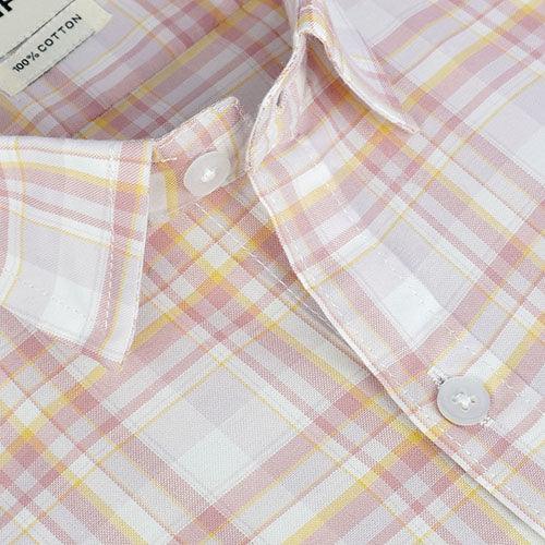 Men's 100% Cotton Tartan Plaid Checkered Half Sleeves Shirt (Rust)