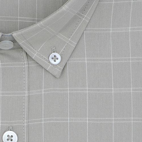Men's 100% Cotton Windowpane Checkered Full Sleeves Shirt (Beige)