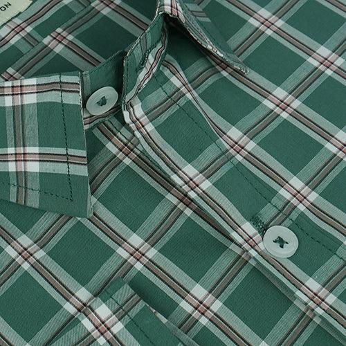 Men's 100% Cotton Windowpane Checkered Full Sleeves Shirt (Green)