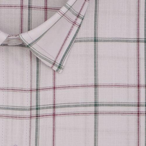 Men's 100% Cotton Windowpane Checkered Half Sleeves Shirt (Light Peach)