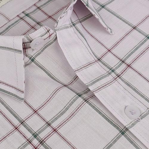 Men's 100% Cotton Windowpane Checkered Half Sleeves Shirt (Light Peach)